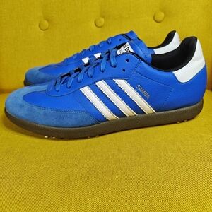 Adidas Samba Golf Shoes  Blue Leather Suede Gum Men’s Cleats Size12